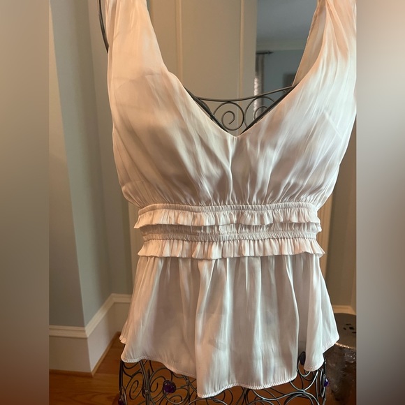 White / Cream Silk Top | White Tank Top - Picture 5 of 7